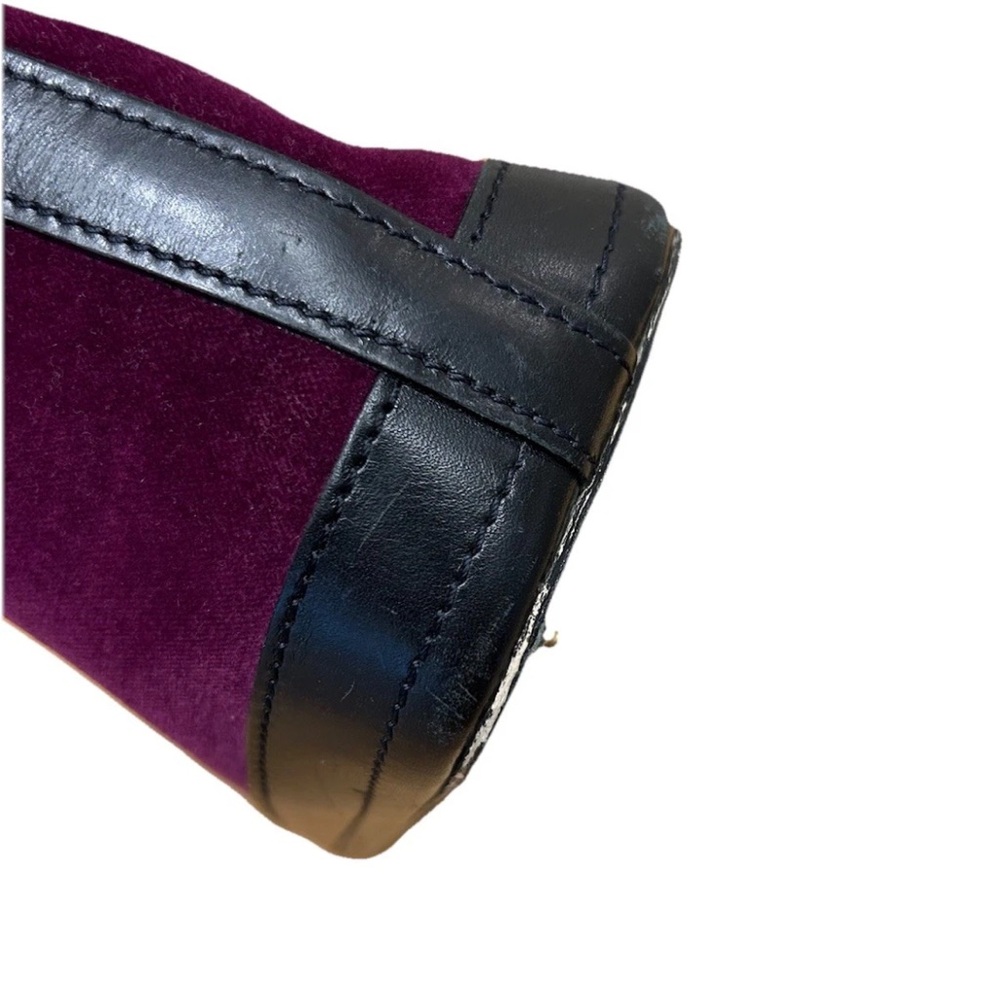 Rare Vintage Dooney & Bourke Purple Velvet Hobo Bag Black Leather Trim USA 80s - Picture 5 of 11